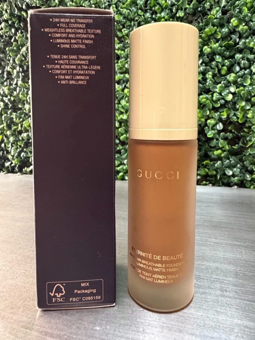 Gucci Foundation Bottle and Box - Tan, Cream